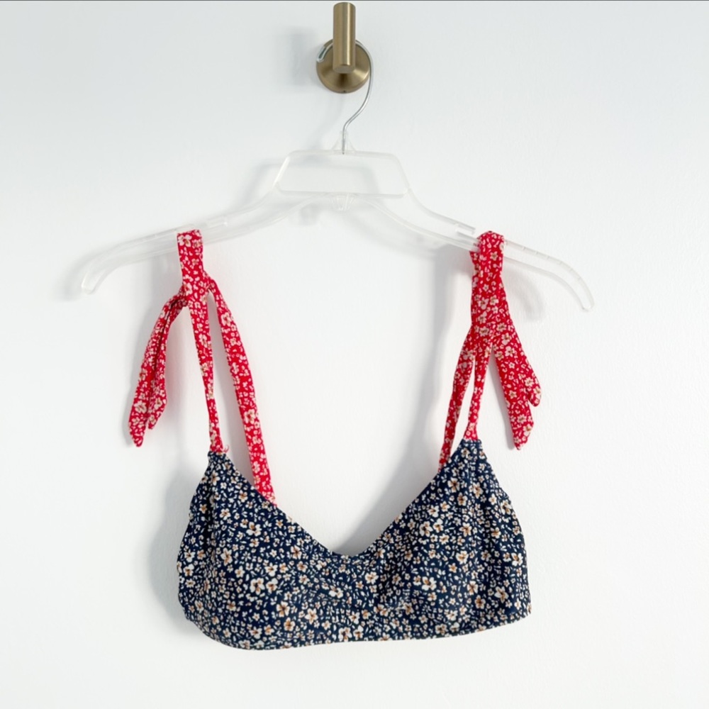Summersalt The Tie Marina Bikini Top in In Bloom in Deep Sea & Lava Size 2 - Picture 6 of 6